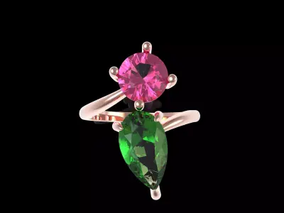 Pear Round Diamond Ring 3D print model