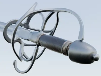 French strong cavalry sword 17th-18th century Low-poly 3D model