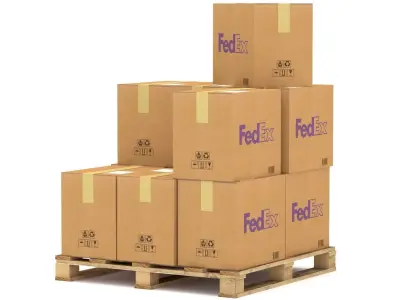 Fedex Cardboard Box with Pallet 3D model