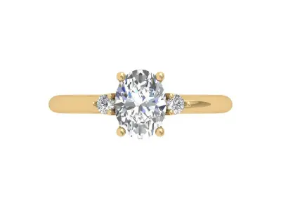Oval 3 Stone Bridal Ring 3D print model get