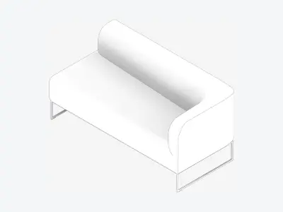 Furniture - Sofa - Contemporary - Line - Corner - Left Low-poly 3D model