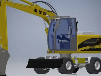 Wheeled Excavator  3d model  3D model