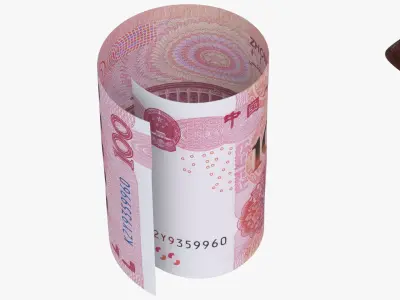 China 100 Yuan Wallet Money Purse 3D model