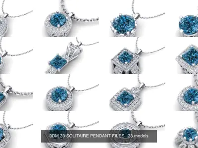 3DM 33 SOLITAIRE PENDANT FILES 3D Model Pack