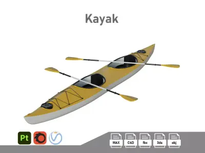 Kayak 02 Low-poly 3D model