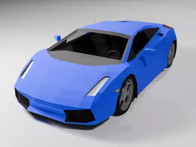 Sport Car Low-Poly 3D Model with interior Free low-poly 3D model