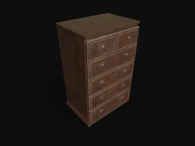 antique wooden drawers Low-poly 3D model