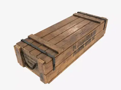 US WWII wooden crate Low-poly 3D model