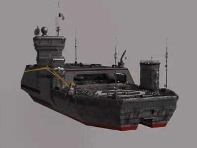 Futuristic Aircraft Carrier Rigged 3D Asset - Full Interior 3D model