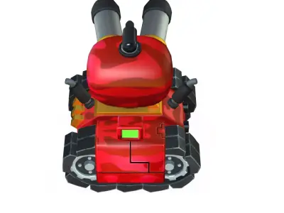 red cartoon tank Low-poly 3D model