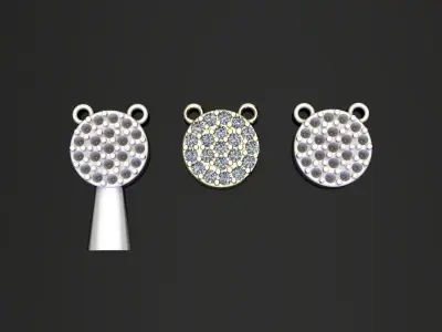 Round Stud Cluster Diamond Pendant 3D print model