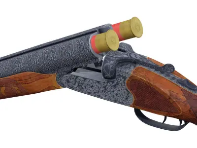 Double Barrel Shotgun Rig Low-poly 3D model