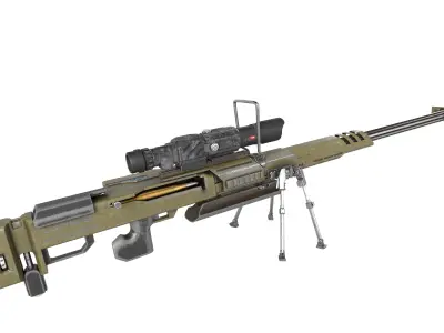 Weapon hard surface machine gun Low-poly 3D model