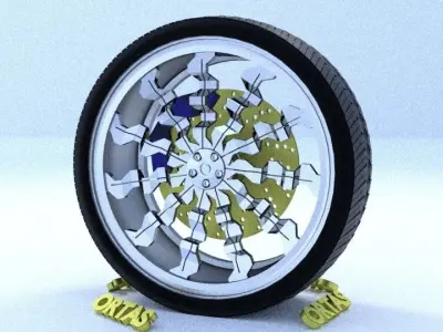 ORTAS CAR RIM 15 GAME READY RIM TIRE AND DISC 3D model