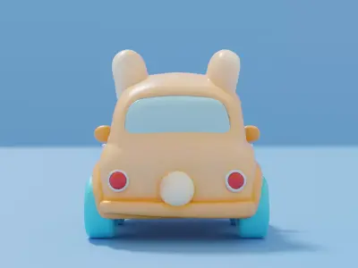 Cute 3D Bunny Car Cartoon Model Stylized Animal Car 3D model