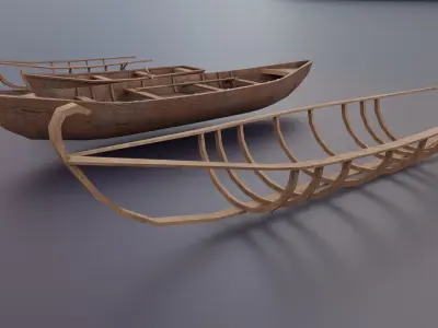 Wooden Boat  Low-poly 3D model purchase
