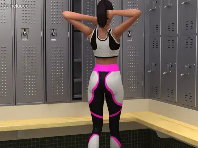Athletic Woman in Fitness Outfit Rigged for Cinema 4D 3D model