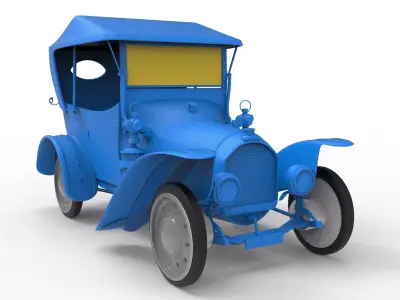 Peugeot 1913 Classic Car 3D print model