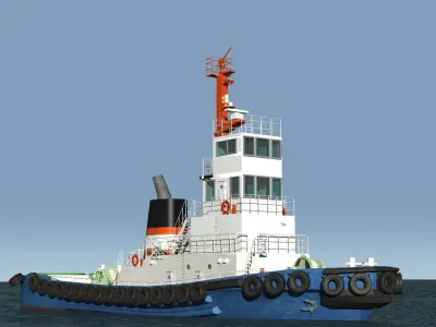 civilian tug boat 3D model