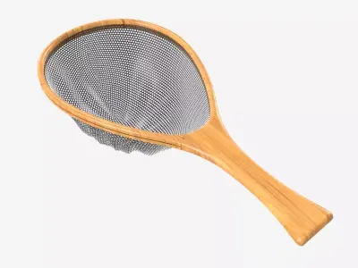 Wooden fly fishing net 3D model