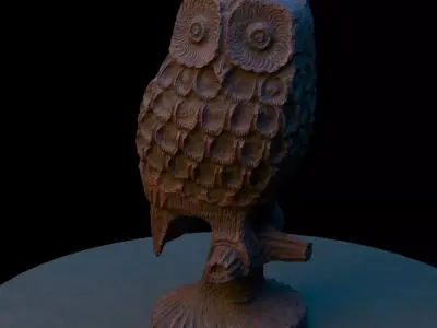 Owl on a branch 3D model