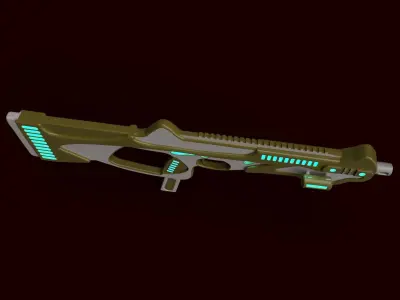Sci Fi gun Low-poly 3D model 13