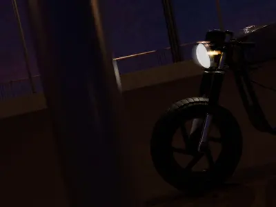 ELECTRIC RETRO BIKE MODEL WITH FULL SCENE  3D model