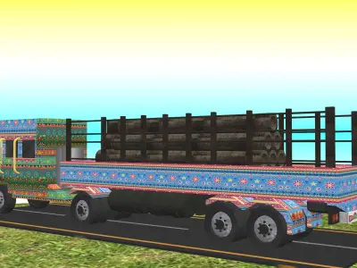 Indian Truck Model 8 Low-poly 3D model