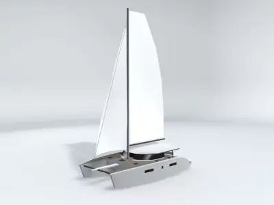 Catamaran Sail Boat LOWEST Low-poly 3D model