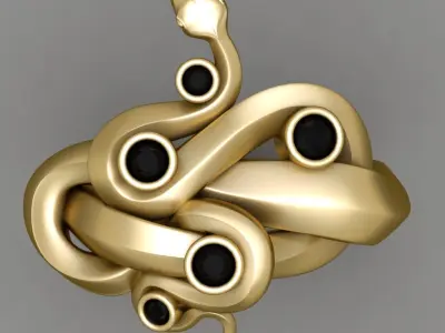 Antique Snake Ring Diamond 3D print model