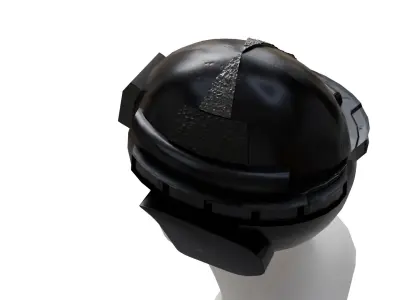 Futuristic Combat Helmet with Goggles and Headlamp  Low-poly 3D model
