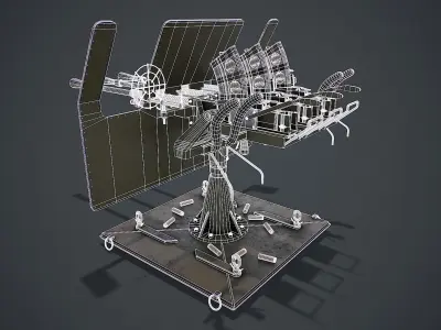 Machine Gun Turret 3D model Low-poly 3D model