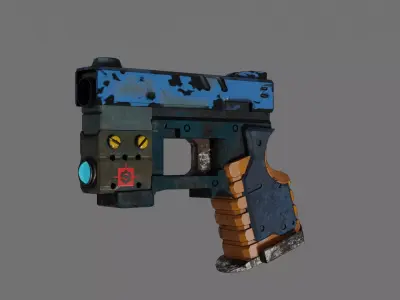 Futuristic hand gun Low-poly 3D model