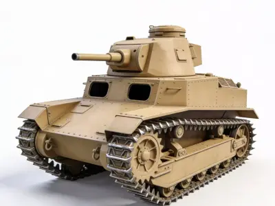 WWII Armored Combat Tank 3D Low-poly 3D model