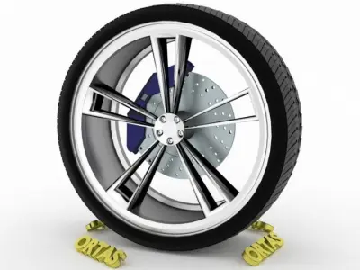 ORTAS CAR WHEEL RIM 90 GAME READY WHEEL RIM TIRE 3D model