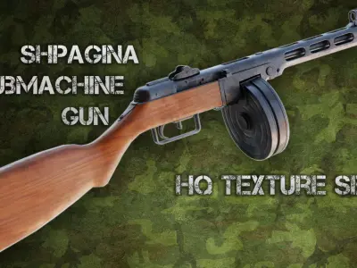 PPSH Submachine Gun Low-poly 3D model