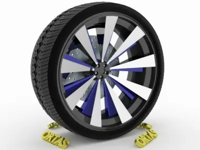 ORTAS CAR WHEEL RIM 93 GAME READY WHEEL RIM TIRE 3D model