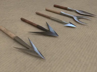 Medieval Arrowheads low-poly set 3D model