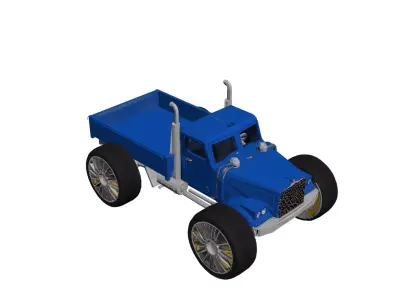 Big Wheel 1950s Pickup Low Poly Stylized Retro Truck Asset Low-poly 3D model