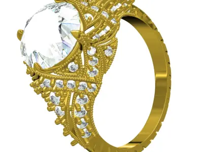 Antique Art Deco Filigree Engagement Ring 3D print model get