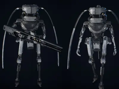 Etasphera72 robot with gun Low-poly 3D model