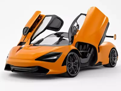 High Performance Orange Supercar with Dihedral Doors 3D model