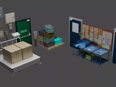 Industrial Warehouse Low Poly 3d Model Optimized for Games  Low-poly 3D model