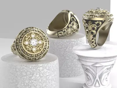 floral ring 3D print model