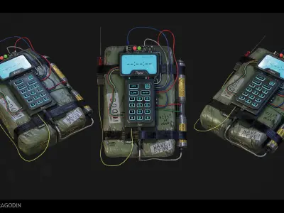 C4 Explosive Bomb Low-poly 3D model