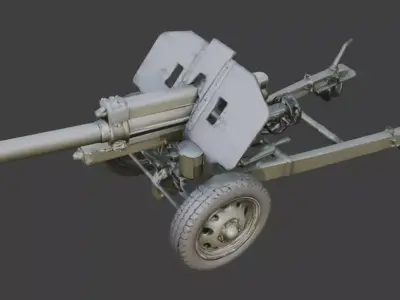 WWII Field Howitzer 3D Model Low-poly 3D model