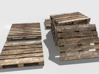 Industrial Wooden Pallet 4 Low-poly 3D model