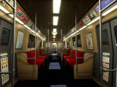 Realistic Subway Train  Game Ready Asset Low-poly 3D model