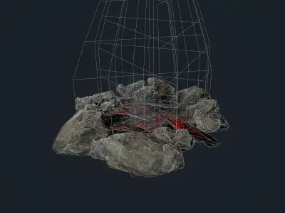 Camp Fire Pit Pack 03 Game Ready Low-poly 3D model