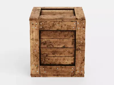 Wooden Crate V9 - Weathered Storage Box 3D model